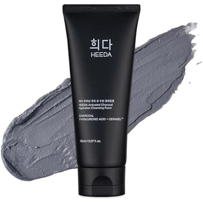 HEEDA ACTIVATED CHARCOAL HYDRATION CLEANSING FOAM, FOAMING FACIAL CLEANSER, HYALURONIC ACID, CERAMIDE, DOUBLE CLEANSING, KOREAN FACE WASH, K BEAUTY SKINCARE 5.07 FL.OZ. - Image 1